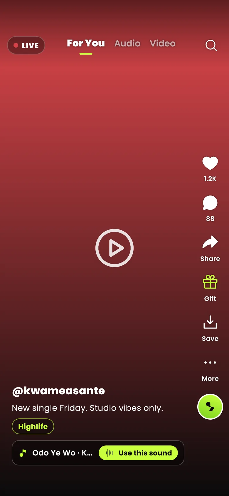 For You: full-screen clips with Use this sound