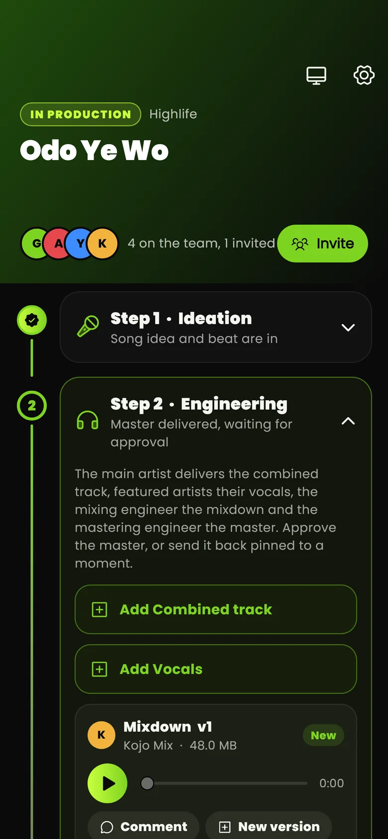 A Studio Workspace: a song moving from idea to release